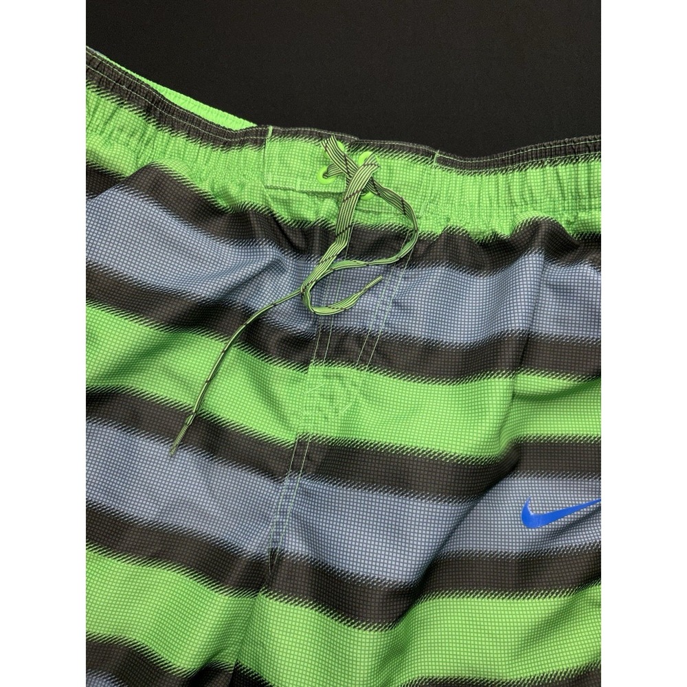 VTG Nike Volley Swim Trunks Men's Large Shorts Striped Purple Green NESS685 - Picture 3 of 14